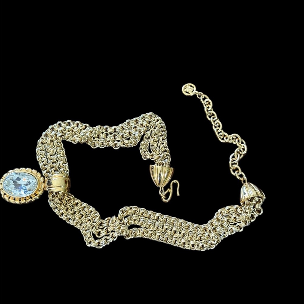 Givenchy Paris New York Vintage Multi Strand Gold-Plated and Rhinestone Necklace - Picture 12 of 17